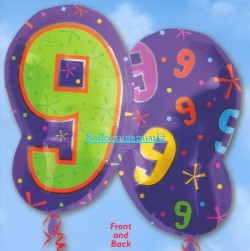 Zahl 9, Zahlenballon Geburtstag und Kindergeburtstag